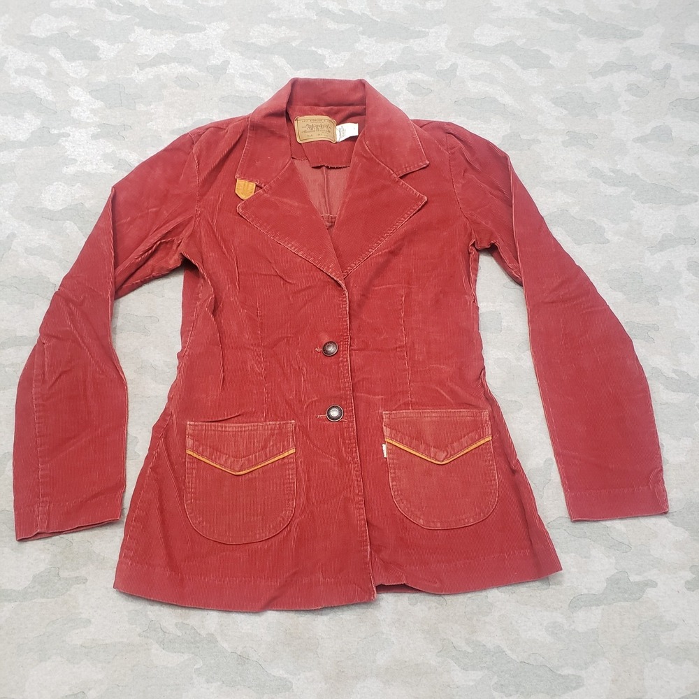 Vintage Levis Coat‎ Jacket Womes Small Red Big E Corduroy 60s 70s